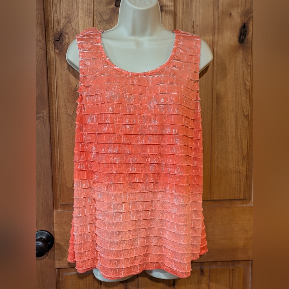Christopher‎ & Banks Orange Ruffled Tank Top